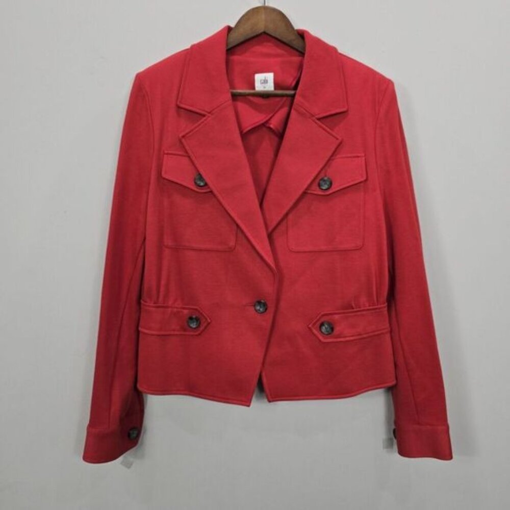 Cabi Little Red Jacket Blazer Womens 14 One Button Unlined Pockets Stretch Short